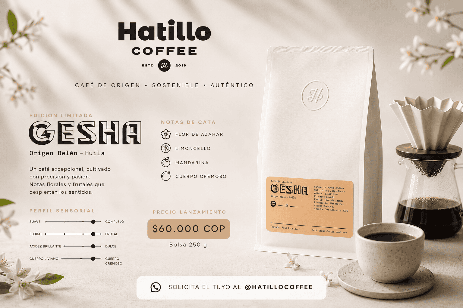 GESHA Belén-Huila - Café de especialidad - Hatillo Coffee - Edición Limitada (250 gr)